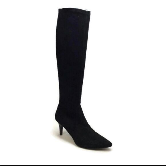 Delman Knee High Black Suede Boots Size 9 1/2 - Picture 1 of 7